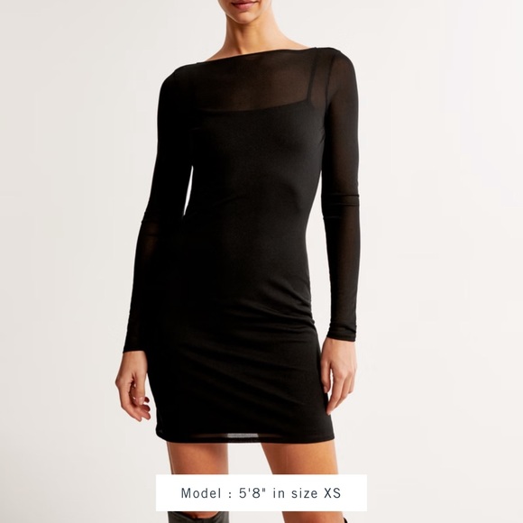 BNWT Abercrombie Long Sleeve Mesh Mini Dress - Picture 1 of 1